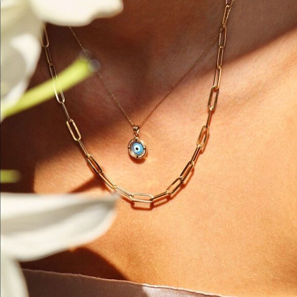 14k Solid Gold Evil Eye Charm | Real Gold Evil Eye Pendant | Birthday Gift | - Picture 10 of 10